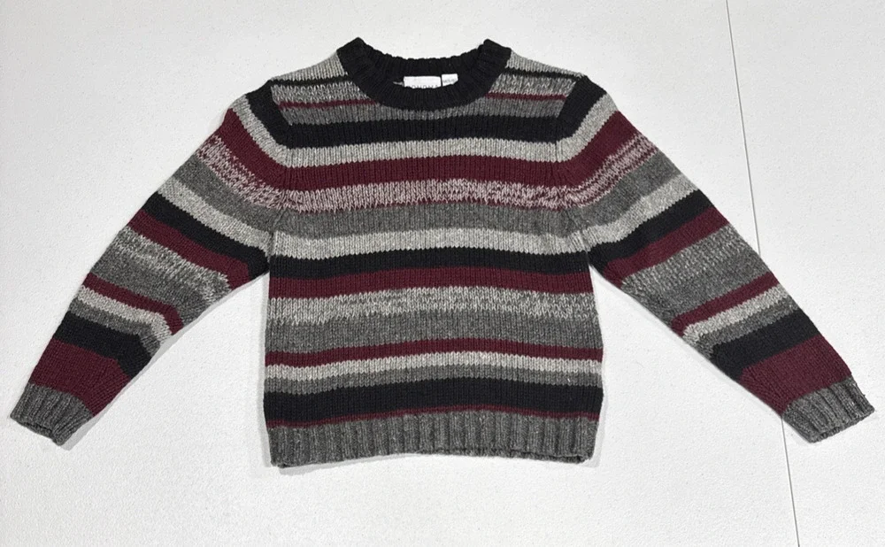 Sonoma Kids Striped Pullover Sweater Boys Sz 5-6 Ramie Wool Acrylic Nylon Blend